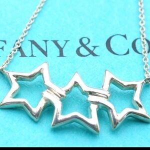 Tiffany & Co. Triple Open Star PERETTI Necklace Sterling Silver925 3.5g 12171